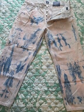 GAP Pink and Blue Tie-Dye Button-Fly Jeans